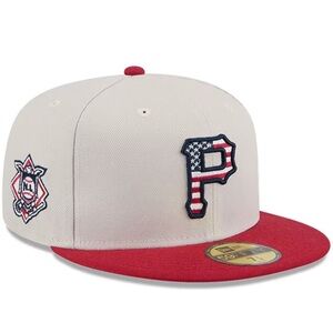 Men's New Era Khaki/Red Pittsburgh Pirates 2024 Fourth of July 59FIFTY Fitted